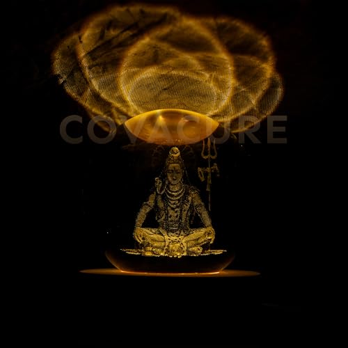 Image of COVACURE 3D Shiv Crystal Ball Night Lamp, Solar System Shiv Idol Crystal Ball Night Light, USB Table Colorful LED Wooden Base Lamp for Home, Office, Birthday Gift