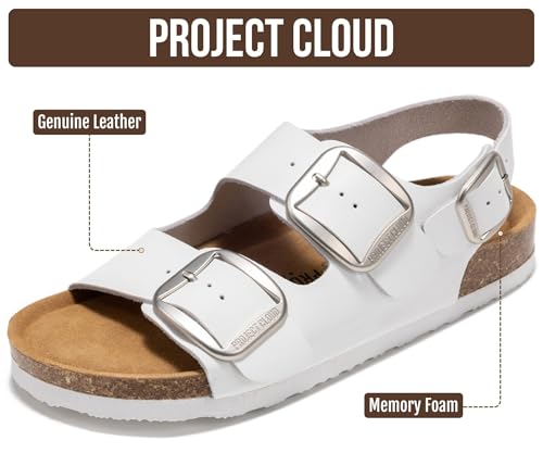 Image of Project Cloud 100% Genuine Leather Beach Sandals for Women 2026 with Lightweight & Comfortable Slides for Women - Non Slip with Memory Foam Slingback Womens Sandals 2026 (Garda)