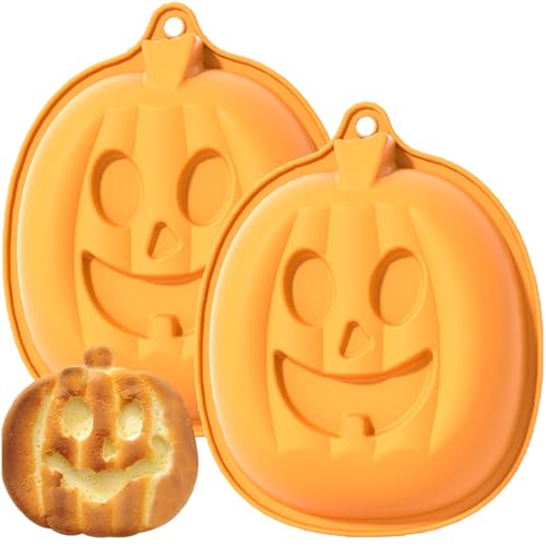 Awonlate Moldes de silicone para Halloween, 2 peças monstro abóbora moldes de substituição, anti-aderentes molde para bolos, chocolate, bolachas DIY