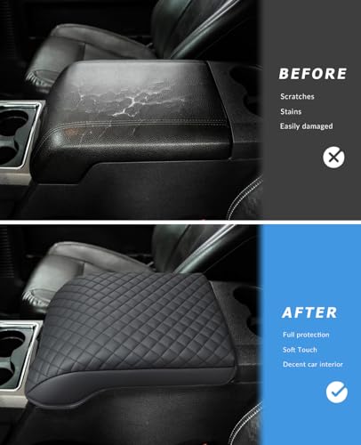 Image of INTGET Center Console Cover for Ford F250 F350 F450 F550 2011 2012 2013 2014 2015 2016 Super Duty Accessories for F-250 F-350 F-450 F-550 Car Interior Armrest Arm Rest Cushion Lid Pad