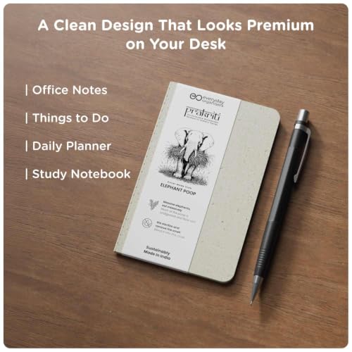 Image of eo Elephant Dung Notebook | A6 Pocket Diary | Elephant Poop Cover with Wheat Straw Pages | Saddle Bound Ruled Notebooks | 64 Pages | 80 GSM | Small Note Book for Notes, Journaling & Gifting