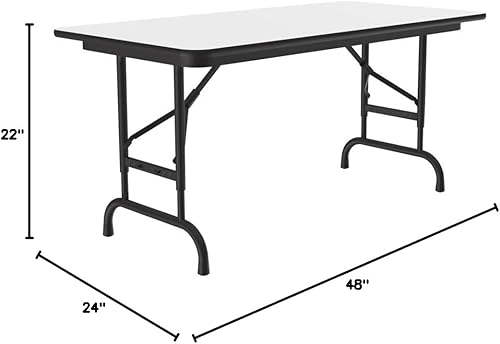 Miniatura 222 de Correll - Mesa plegable de altura ajustable y resistente, parte superior laminada de alta presión, fabricada en Estados Unidos, delantal de acero