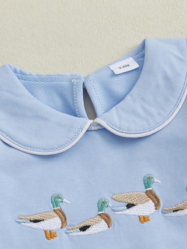 Infant Baby Boy Outfit Duck Hunting Long Sleeve Romper Jumpsuit Peter Pan Collar Fall Bubble Clothes4