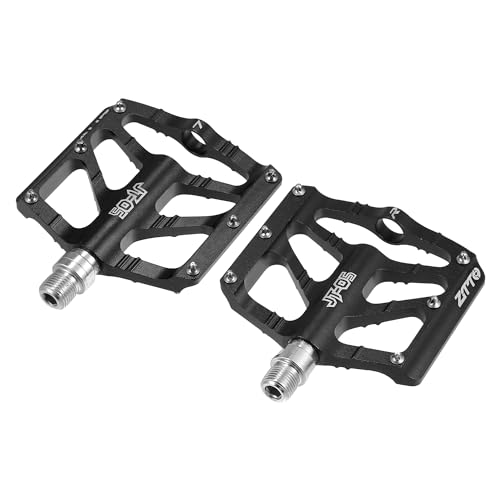 X AUTOHAUX 1 Pair Aluminum Alloy Rear Foot Peg Flat Pedal Footrests Universal Black Fit 9/16 Inch Axles BMX MTB Bike Bicycle
