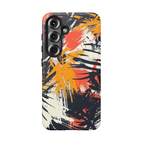 Coque Samsung S25 Orange Tropical Rigide au Design Abstrait Mat