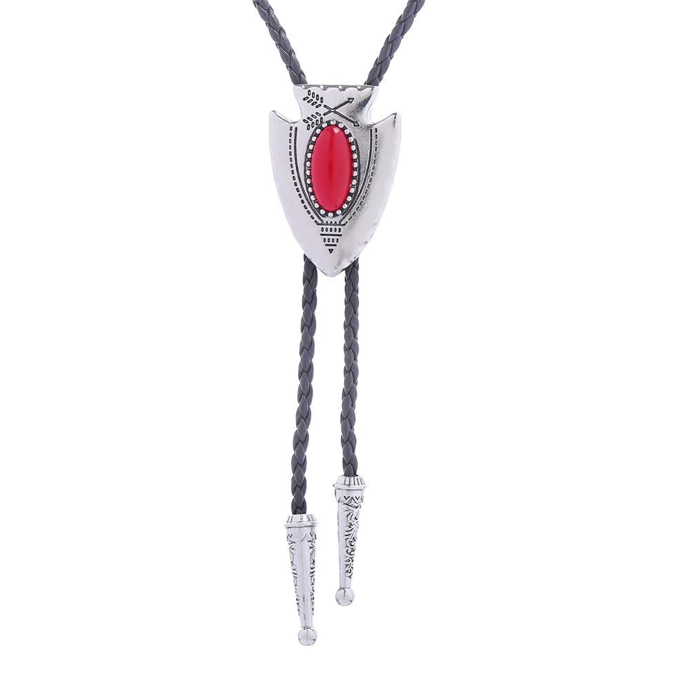 Bolo Tie for Men Women Cowboy Turquoise Celtic Natural Tiger Eye Stone Longhorn Bull Western Leather Bolo Necktie