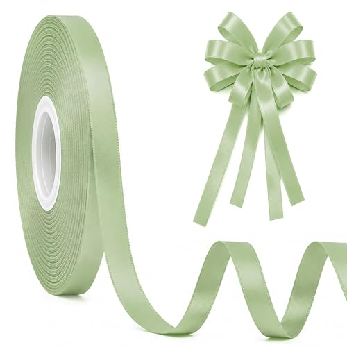 30Yards 3/8In Thin Sage Green Ribbon for Gift Wrapping Wedding Baby Shower