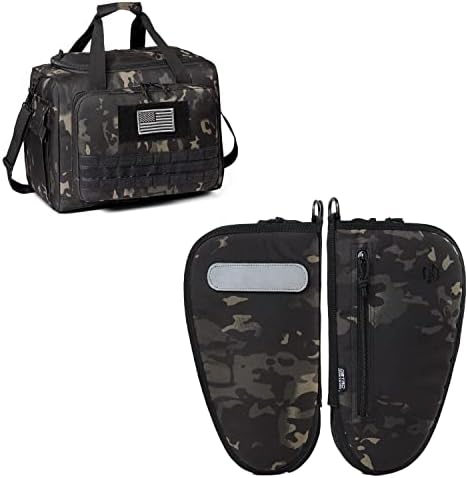 DBTAC Single Padded Pistol Bag Large (Black Camo) + Range Bag Large for 4+ Pistol (Black Camo), Lockable Zipper, Durable Material, Compact Design