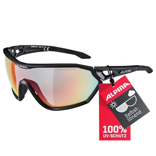 Uvex Fahrradbrille Sportbrille sportstyle 223 black-grey 6 ALPINA Unisex - Erwachsene, S-WAY QV Sportbrille, black matt, One Size