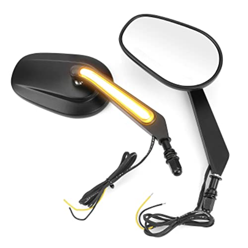 Miroir de moto Baceyong 2 avec clignotant LED pour, rétroviseur de moto réglable en aluminium noir HD