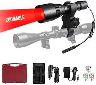 LUMENSHOOTER A8Plus Long Range Zoomable Hunting Flashlight Spotlight Kit, Green Red White Infrared 850nm IR Interchangeable LED Modules, Predator Night Light Torch for Coon Coyote Hog Fox Varmint