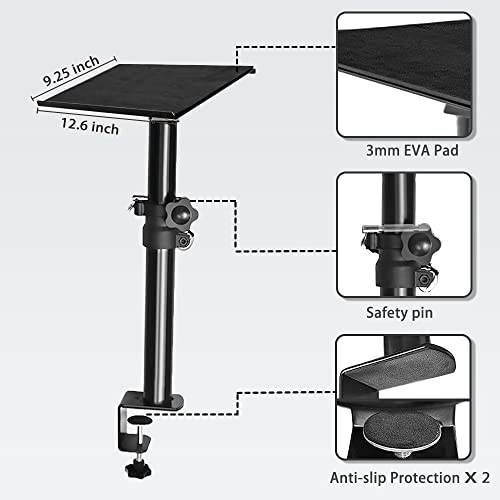 Stage Speaker Stand Studio Monitor Stands Pair Against The Wall 12" To 18.5" Desktop With Safety Pin Clamp #TOP2