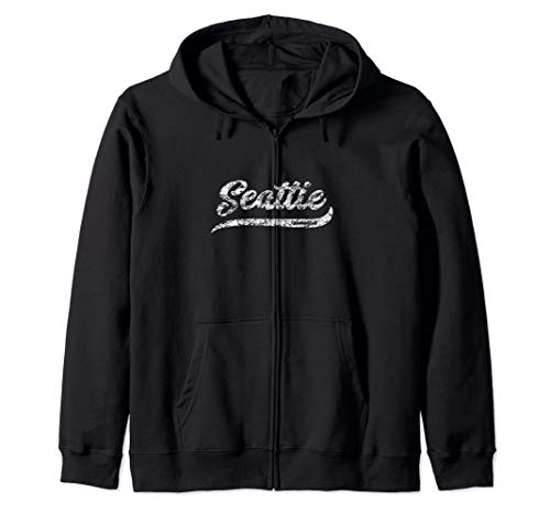 Seattle Washington Retro Travel Adventure Zip Hoodie