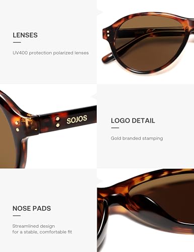 Image of SOJOS Retro Aviator Polarized Sunglasses for Women Men Vintage 70s Style UV Protection Womens Mens Shades SJ2701