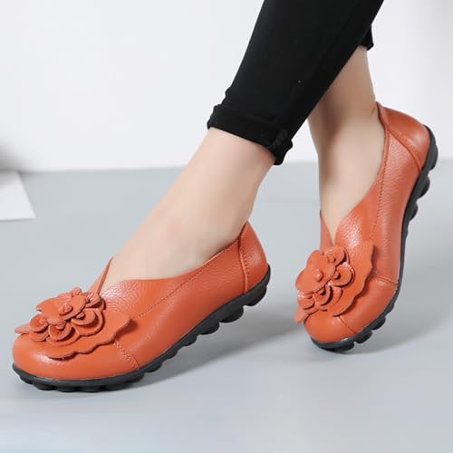 Image of MOYOWEI Women's Leather Slip On Loafers Colorful Flat Shoes