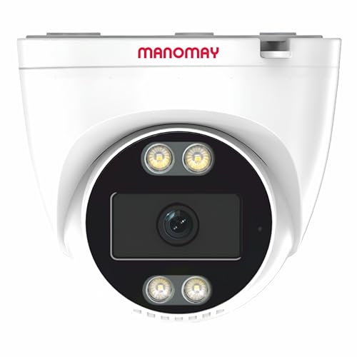 Image of MANOMAY 3MP 4G Dome Security Camera BIS-ER Certified CCTV All Time Color Night Vision Two Way Audio Human Detection 4G SIM Supports Upto 256GB Memory Card Cloud Storage Alexa Compatible M1096SF