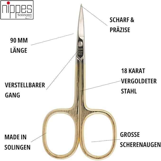 KIRA Cuticle Scissors Extra Fine Curved Blade, Professional Manicure Scissors, Multi-purpose Stainless Steel Small Scissors With Pointed Tip Beauty Grooming Kit (Gold) 1