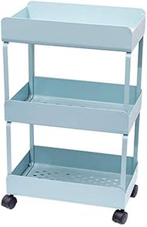 JCNFA żelazny wózek na kółkach może poruszać się przerywany wzór łazienka kuchnia salon rama podłogowa (kolor : miętowy zielony, rozmiar: 35 x 30 x 25,59 cala)