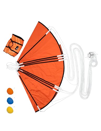 BLUEWING 12ft Parachute Sea Anchor Drift Sock for Fishing Boat Drift Drogue for Boating Stability Orange