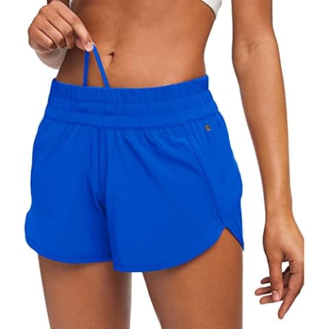 MCEDAR 4" Low Rise Athletic Track Shorts for Women with Liner Quick Dry Running Gym Shorts Zipper Pocket Workout Flowy 036SDK-Royal Blue/Exl Cover