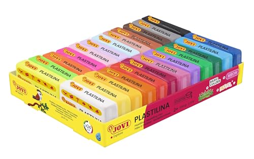 Jovi - Pack de Plastilina de Colores, 24 Pastillas de 50 Gramos, 24 colores diferentes, no Toxica, plastilina jovi vegetal para niños a partir de 3 años, plastilina para manualidades y juegos (P70/24)