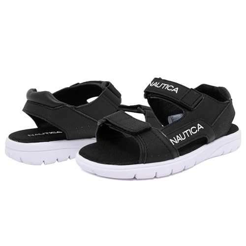 Image of Nautica Toddler Boys Sport Sandals - Lightweight Athletic Open-Toe Summer Shoes with Dual Adjustable Hook and Loop Straps for Outdoor Play, Beach, and Water