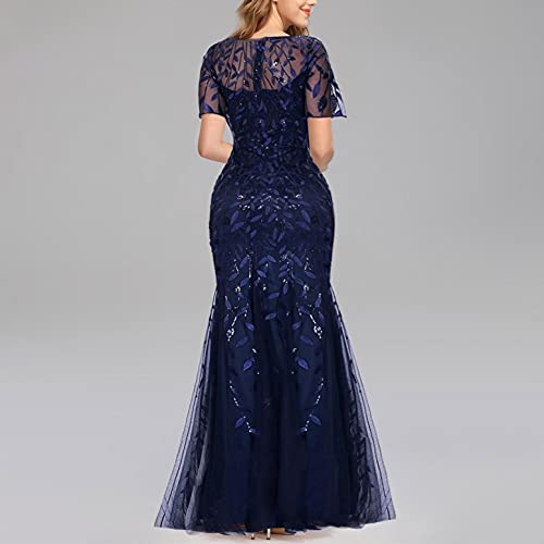 VEMOW-Abendkleider-Damen-Pailletten-Mesh-Slim-Abendkleid-Elegant-Knielang-Lang-Meerjungfra-Cocktailkleider-Chiffon-Tuell-Ballkleid-Hochzeit-Festlich-Brautjungfer-Partykleid-Maxikleid