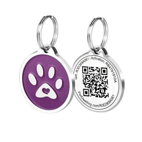 Médaille identification QR code chien et chat profil en ligne violet