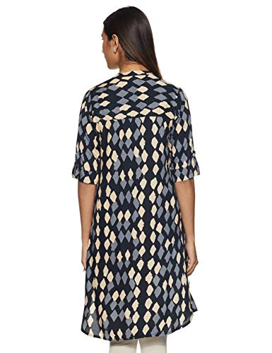Image of global desi Womens Mandarin Neck Printed Tunic