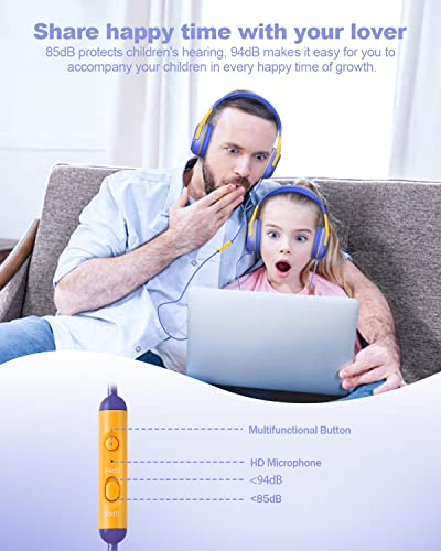 Image of Kids Headphones Wired with Microphone for ipad Computer Laptop for Boys Girls Volume Limit Foldable Over Ear Headset for School 3.5mm Jack