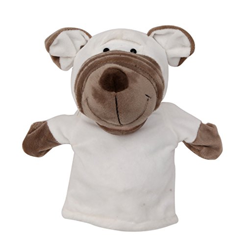 5-Piece Set Animal Hand Puppets with Open Movable Mouth/Zoo, Safari, Farm, Jungle/Rabbit, Sheep, White Dog, Pig and Wolf