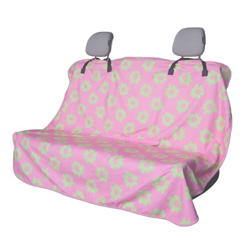 Image of Back Seat Cover for Car Trucks Van SUV Jeep,Waterproof Rear Bench Towel Seat Covers for Dogs and Kids,Automotive Backseat Protector (Flower and Pink)