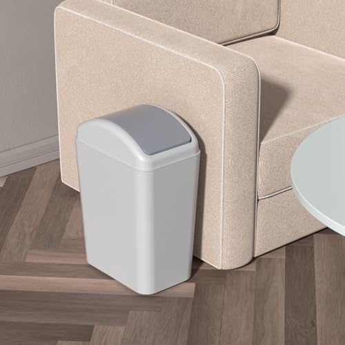 Caneca de basura gris rectangular de 4.5 galones miniatura 6