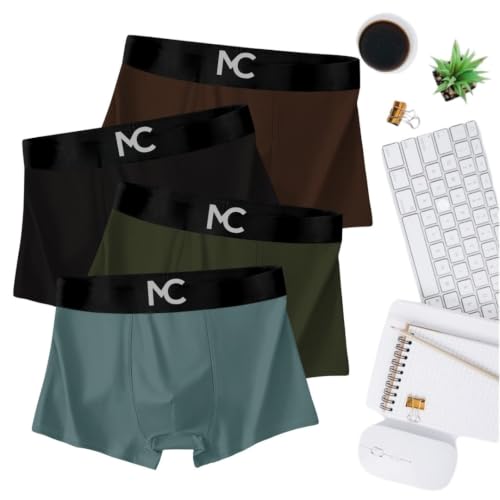 Image of Men's Premium Microfiber Boxer Briefs for Men | Soft Stretch Breathable Innerwear | Moisture-Wicking Comfortable Trunks with Elastic Waistband | Multi Color Pack of 4