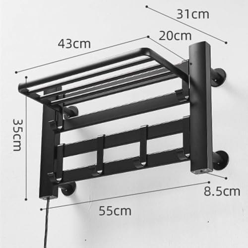 Calentador de toallas inteligente para baños modernos con sistema de pared y pie negro 4