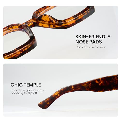 Image of Cyxus 99% Oversized Blue Light Blocking Glasses Women Men Chunky Rectangle Chic Preppy Frame Computer 8143