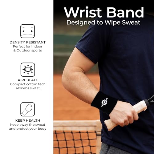 Image of Nivia Sweatband for Men & Women, Wristbands for Tennis, Basketball, Running, Sweat Band for Gym & Athletes (Large, Black) Cotton