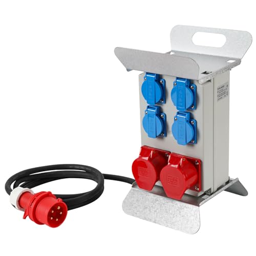 Distributore di Corrente da Costruzione, 6 Prese, IP44