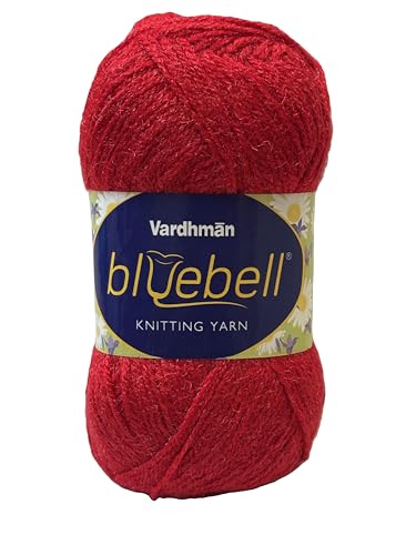 Image of Vardhman Blue Bell DK Weight Supersoft Hand Knitting & Crocheting Yarn (Pack of 1 ball - 100gram) 100% Acrylic, Multi Color Crochet Thread wool, Suitable for Craft, Babywear, Baby Blankets, Sweater, Scarf, Cap, Art & Craft - (Cornell Red - Bbell-031)