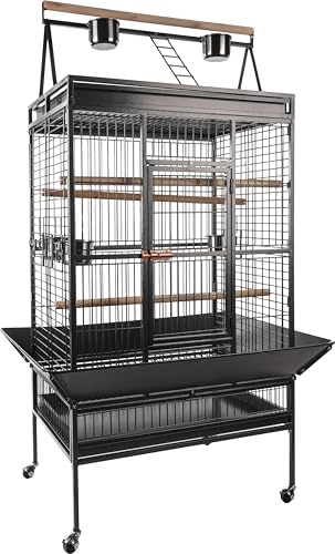 Flamingo Cage pour Perroquets Parko Anthracite – 102,5x80x174,5 cm – avec Perchoirs et Mangeoires