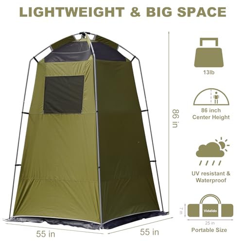 Vidalido Outdoor Camping Shower Tent Easy Setup Privacy Tent Changing Room Portable Camp Shower Tents for Camping with Floor, Waterproof Privacy Shelters Camping Toilet Tent miniatura 6