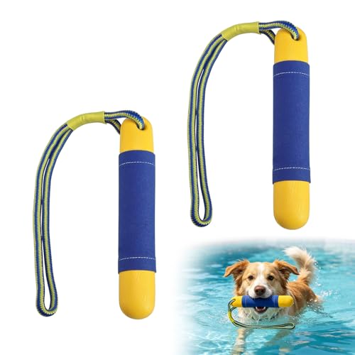 KERANEET 2 Stück Hundespielzeug Schwimmender Hundedummy Wasserspielzeug Hund für Wurf- und Apportierspiele an Land und im Wasser Interaktives Hundespielzeug mit Nylon Rope für Hunde