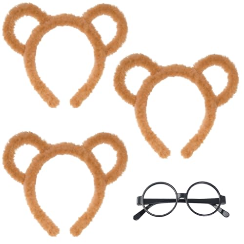 Costumes Accessories Set Ears Headband with Glasses for Alvin and The Chipmunks Costume fits Simon Women Girls Adult Kids fits Theodore Shirt Hoodie Sweatshirt Brown