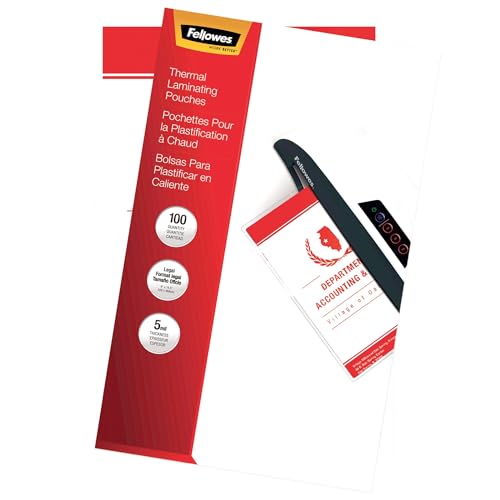 Pochettes plastiques Fellowes Glossy Pouches lot de 100 pièces de dimensions 368 mm