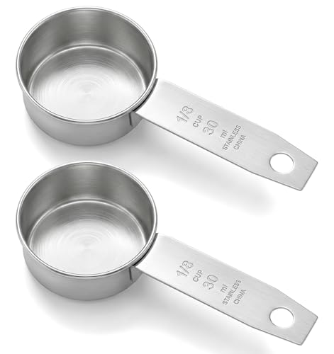 2 Pcs 1/8 Cup Medidor de Acero Inoxidable 2 oz miniatura 1
