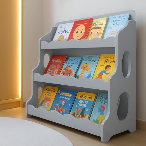Image of Wood Kids Bookshelf,TranquilGrey