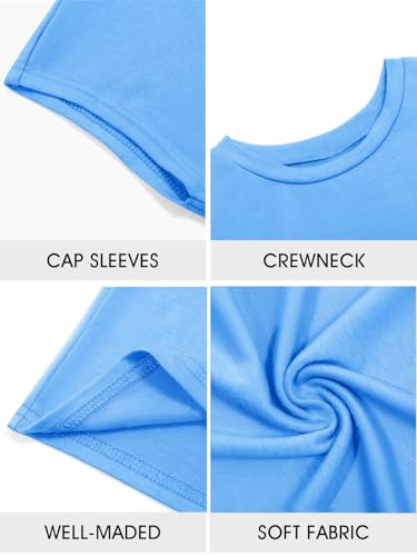 Image of Imily Bela Girls Short Sleeve T Shirts Crew Neck Cap Sleeve Tank Tops Casual Loose Summer Shirt Kids 5-14 Years