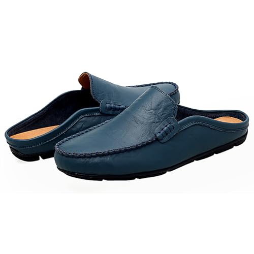 Image of Go Tour Mens Mules Clog Slippers Breathable Punching Leather Slip on Shoes Casual Loafers