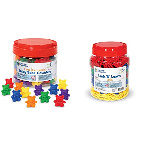 Learning Resources Baby Bear Counters (102 Pieces) and Link 'N' Learn Links (500 Pieces) - Early Math Learning Toys for Ages 3+