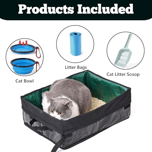 Arenero de viaje plegable impermeable para gatos XL miniatura 7